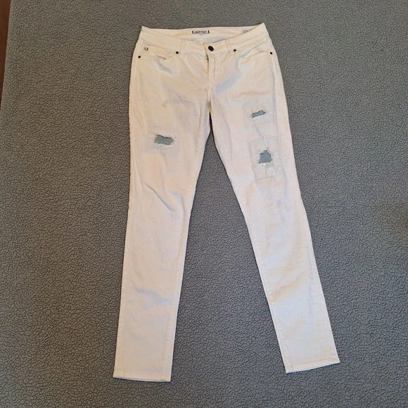 Dear John Jeans Joyrich Comfort Skinny Womens Ivory Distressed Size 26 - Picture 1 of 15